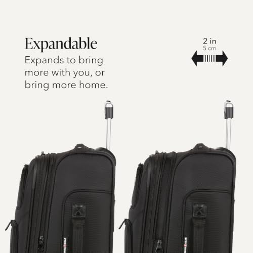 SwissGear Sion Softside Expandable Spinner Luggage Durable Lightweight Travel Suitcase, Black, 2-Piece Set (Carry-On/Backpack) - image 8