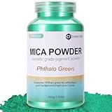 Mica Powder,7.05OZ（200g）,Phthalo Green Mica Powder Pigment for Epoxy Resin，Lip Gloss，Car Paint，Dye，Soap Making，Nail Polish,Epoxy Resin,Candle Making,Bath Bombs