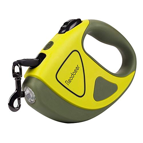 Readaeer intrekbare hondenriem/Rollijnen met Led Zaklampe (5M, Groen)