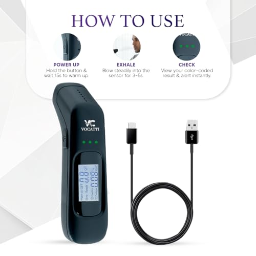Image of Digital Alcohol Tester | Portable Non-Contact Breath Analyzer with Advance Sensor Technology | LCD Display, Rechargeable | for Personal Safety and Drive Checks | 1 Year Warranty