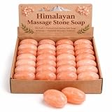 Pure Himalayan Salt Works Piedra de masaje ovalada plana, piedra tallada a mano de cristal rosa para terapia de masaje, desodorante y exfoliantes de sal y azúcar (paquete de 6)