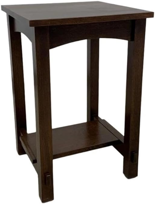 Pemberly Row Mission End Table, Solid Quarter-Sawn Oak, Walnut Finish, Arts and Crafts Style, Tenon Detailing, Sturdy Side Table for Living Room or Bedroom Decor