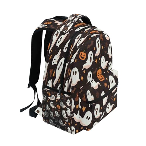 Dussdil Ghost Halloween Pumpkin Kids Backpack School Backpacks for Boys Girls 16 IN Book Back Pack Bag Casual Travel Daypack with Adjustable Shoulder Strap Zipper2