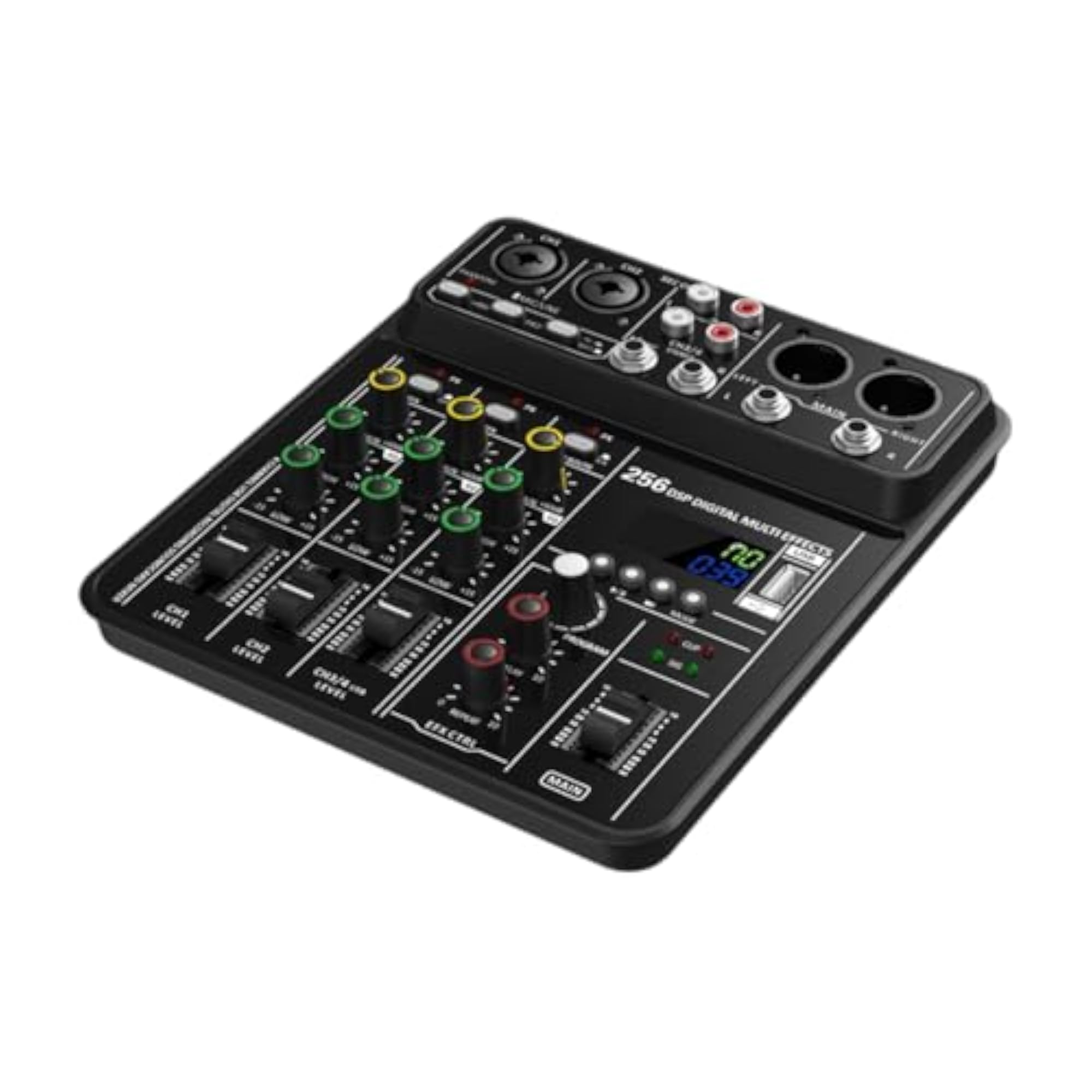 Professional Audio Mixer 256 DSP Effects, 4 Channel USB