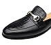 ELANROMAN Backless Mule Loafers Men Fashion Luxury Slip on Flats Genuine Leather Shoes Black US 10.5
