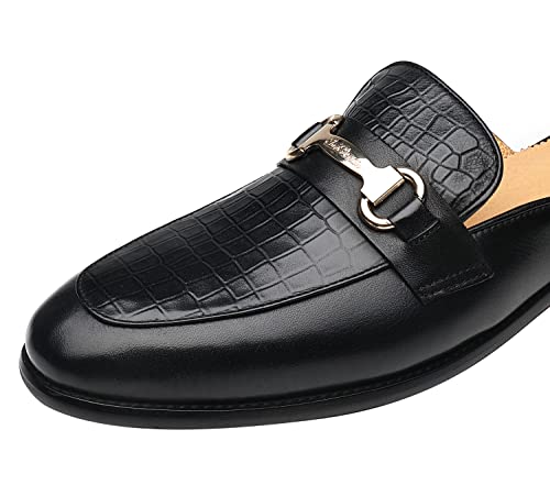 ELANROMAN Backless Mule Loafers Men Fashion Luxury Slip on Flats Genuine Leather Shoes Black US 7 by ELANROMAN - Used condition - Image 3