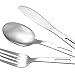 RNXRZANK Picnic Cutlery Set Camping Utensils Flatware Stainless Steel Long Handle Fork Spoon Spork Cutter Tool Carabiner Reusable Portable Lightweight, Silver