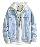 Das Jeansjacke besteht aus weichem und bequemem Stoff mit einer gewissen Elastizität, der lässig und leicht ist