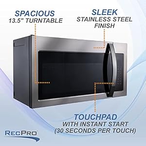 RecPro RV Microwave Over The Range 30 Convection Oven Stainless Steel 120V AC 900W Camper Microwave Direct Replacement for Greystone and High Pointe