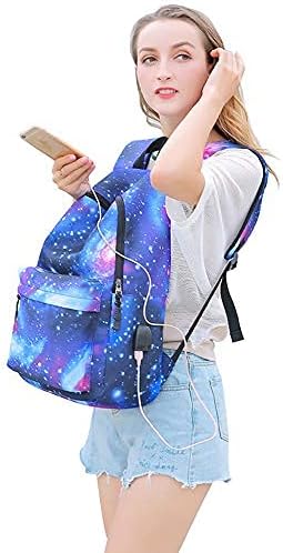 Peicees Upgraded Galaxy Backpack with USB Charging Port Waterproof Daypack Rucksack
