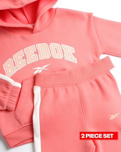 Reebok Girls' Sweatsuit - 2 Piece Performance Fleece Sweatshirt and Jogger Sweatpants - Activewear