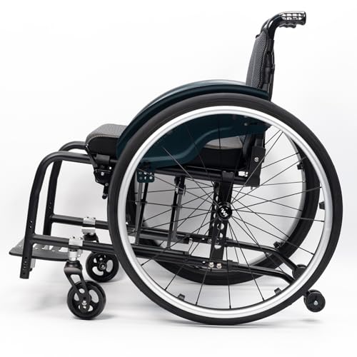 Lightweight Sports Wheelchair Foldable Mute Aluminium Wheelchair,Suitable Bottom 2 Reinforced X-Cross arms,for Teenagers, Adults, Seniors(Seat Width 40cm,Black (A))