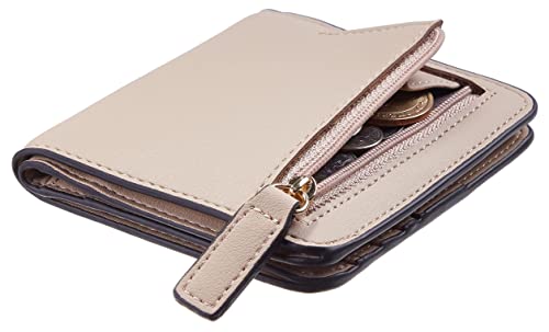 Image of Gostwo Small Wallet for Women, Slim Bifold Credit Card Holder, Compact RFID Blocking Cash Wallet, Billfolds Thin Leather Zipper Pocket, Mini Wallet Gift for Ladies Teen Girls Travel with ID Window