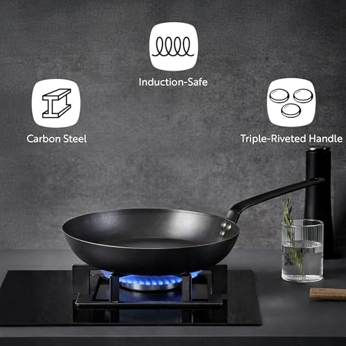 Restaurantware Carbon Steel Fry Pan 6 Count 16 Inch Durable Nonstick Fry Pan, Black Skillets With Triple-Riveted Handle, Steel, Black, Versatile Cooking For Induction And Oven-Friendly Uses by Restaurantware - Image 4