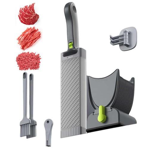 Meat Slicer Machine for Home Kitchen - Stainless Steel Cutter Set with Adjustable Thickness 2-4 mm for Fresh Meat