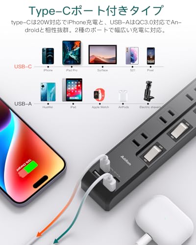 Addtam AD8JWC2 電源タップ 2m の商品画像 5