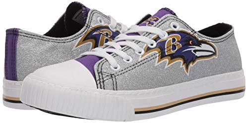 FOCO Baltimore Ravens NFL Womens Glitter Low Top Canvas Shoes - 10 - Thumbnail 7