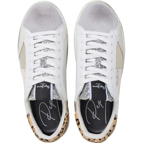 Pepe Jeans Para Mujer. PLS31573 Zapatillas De Piel Lane Sweet Blanco (37), Plano, Ante, Cordones, Casual - 5