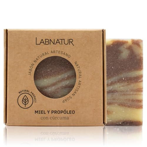 Labnatur Jabón Natural Miel y Propóleo Artesanal - Limpia y Regenera - Con Aceites de Oliva y Coco - Para Piel con Acné - Sin Aceite de Palma - Fabricado en España - 100 g