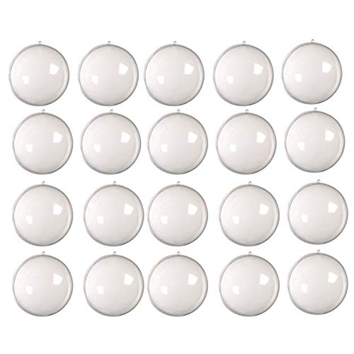 Geek-M 20stk DIY Acrylkugeln ,Transparent Christbaumkugeln, Bruchsicher Kunststoff Weihnachtskugeln Acryl Kugeln für Dekorationen, Kleines Dessert, Bemahlung, Party, Hochzeit (10CM) Cover