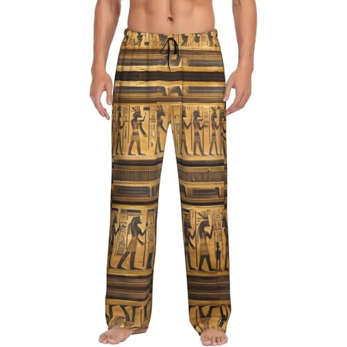 Pantalon de pyjama homme à motifs égyptiens, coupe ample avec poches confortables