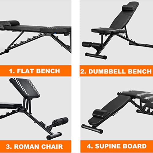 Halterbank Zithulp fitnessapparatuur Multifunctionele bankdrukstoel voor huishoudelijke fitnessapparatuur voor heren 6 niveaus instelbaar, Dragend 1212 pond (Color : Black, Size : 146x55x42 cm) - Image 3