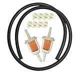 1/4 Fuel Line Hose Kit with 2 Inline Fuel Filters & 8 Clamps - for Lawn Mower, Small Engine, ATV