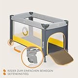 Lionelo Stefi Baby Kinderbett, Reisebett ab Geburt bis 15 kg, Seiteneingang, Sicherungssystem LockGuard, Blockade der Räder, Tragetasche, zusammenklappbar