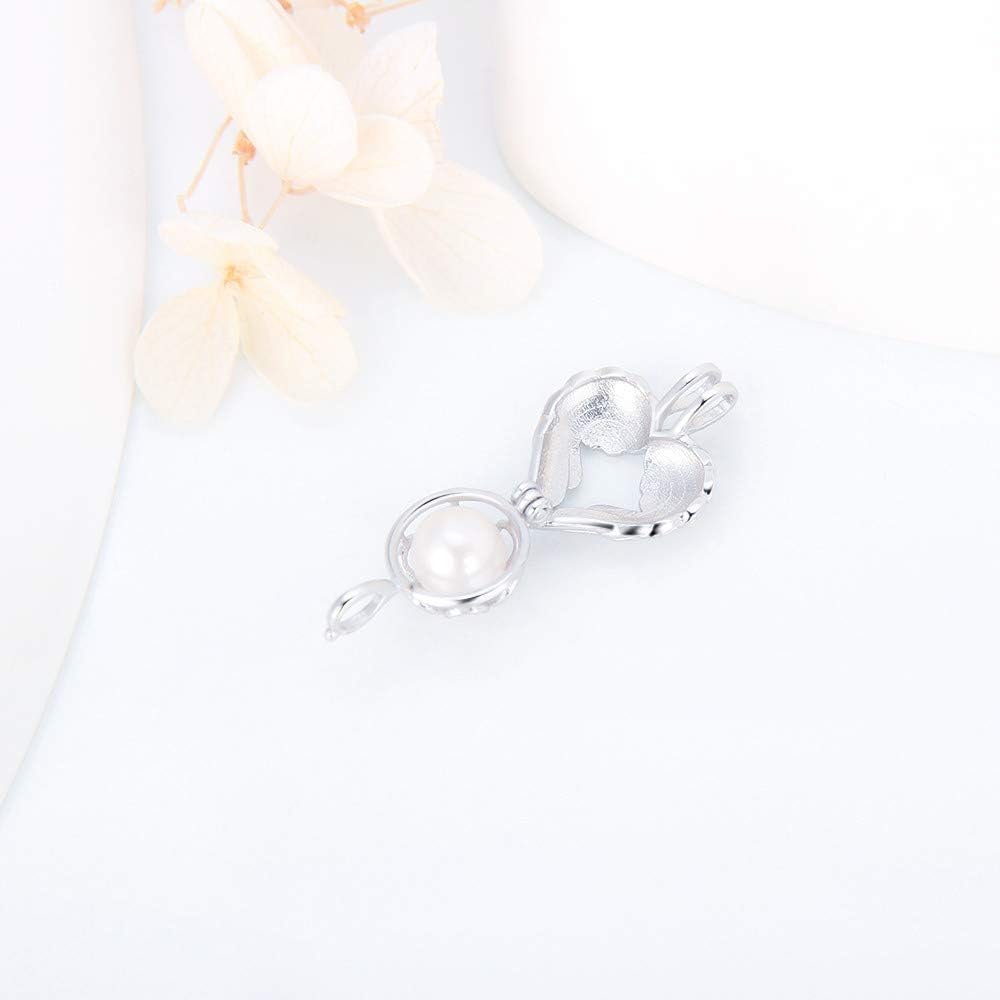 Angel Wings Heart Cage Pendants for Pearl Jewelry Making Sterling Silver, Design Cage Pendants for Women - Image 3