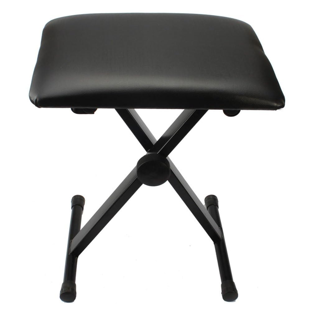 Bonnlo Tabouret de Piano Réglable en 3 Hauteurs, Banc de Clavier Pliable pour Piano Électrique et Piano, Banc de Piano en X, Stable, Siège de Piano Rembourré et Facile d'entretien, Noir