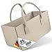 GLOBAL LIVING® Filztasche groß [31 Liter] I Ideal als Picknickkorb oder Einkaufstasche I Vielseitiger Filztaschen Shopper mit 15 kg Tragfähigkeit (BEIGE)
