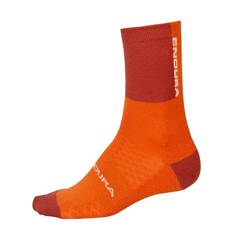 Endura BaaBaa Merino Winter Socks for Cycling | Warmth and Breathability Socks, Orange, One Size