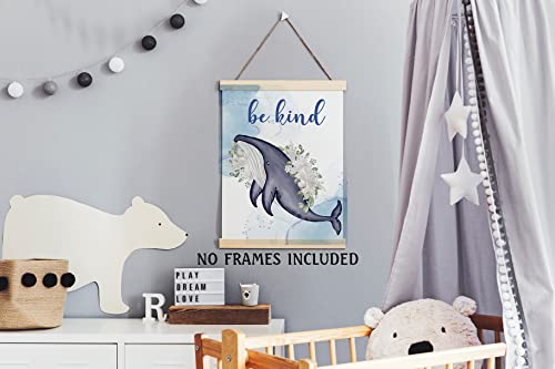 Tuyashua Inspirational Words Cute Marine Life Blue Watercolor Art Print Set Of 4 (8×10Inch), Baby Ocean Animal Wall Art, Nursery Room Wall Decor, Dolphin Whale Sea Turtle Octopus (Unframed) Zsh003 #TOP2