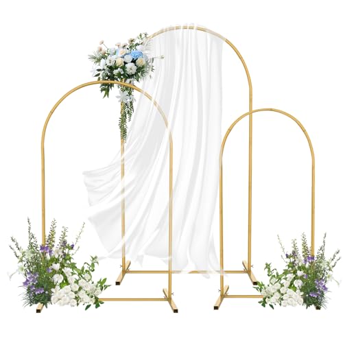 Metal Wedding Arch Stand Set of 3, 7.2 ft/ 6.6 ft/ 6 ft Sturdy Party Backdrop Stand for Balloons, Flowers, Fabric | Perfect for Wedding Ceremony, Birthday Party, Baby Shower, Photo Booth, Garden Decor