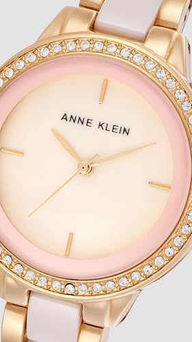 Image of Anne Klein Quartz Analog Mother of Pearl Dial Two Toned Gold & Pink Ceramic Strap Watch for Women - NEAK1418RGLP