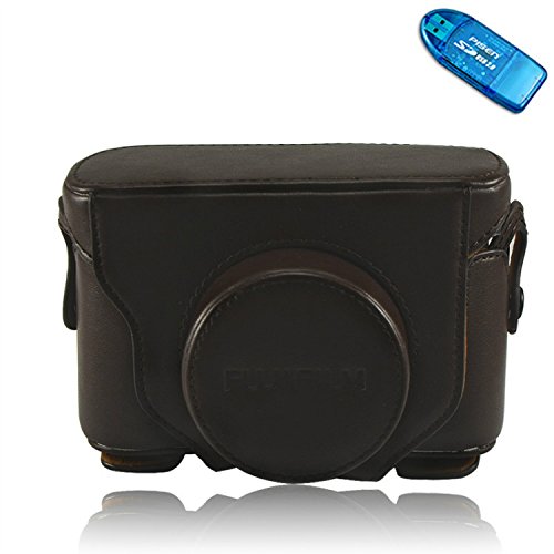 First2savvv XJPT-X10-10 dark brown full body Precise Fit PU leather digital camera case