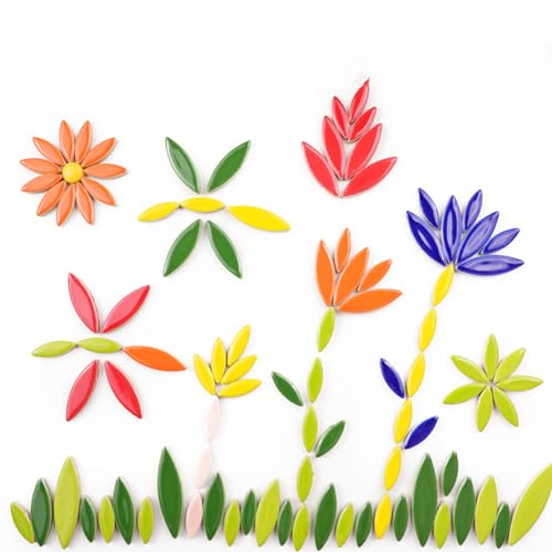 Blatt Blütenblatt Keramik Mosaik Fliesen zum Basteln, 500g Unregelmäßige Mosaikteile, DIY Herstellung Steine für Handwerk Hobby Kunst Wanddekoration (Königsblau)