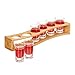 Produktbild Relaxdays Schnapsbrett, mit 6 Gläsern, 4 cl, Schnapslatte geschwungen, Geschenkidee, Schnapsglashalter, Bambus, Natur, 60, 40