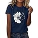 Maglietta da Donna con Girasole Plus Size Camicetta Allentata Magliette Casual con Grafica a Manica Corta da Ragazza Maglie Maniche Lunghe Economiche (XL,Marina Militare)