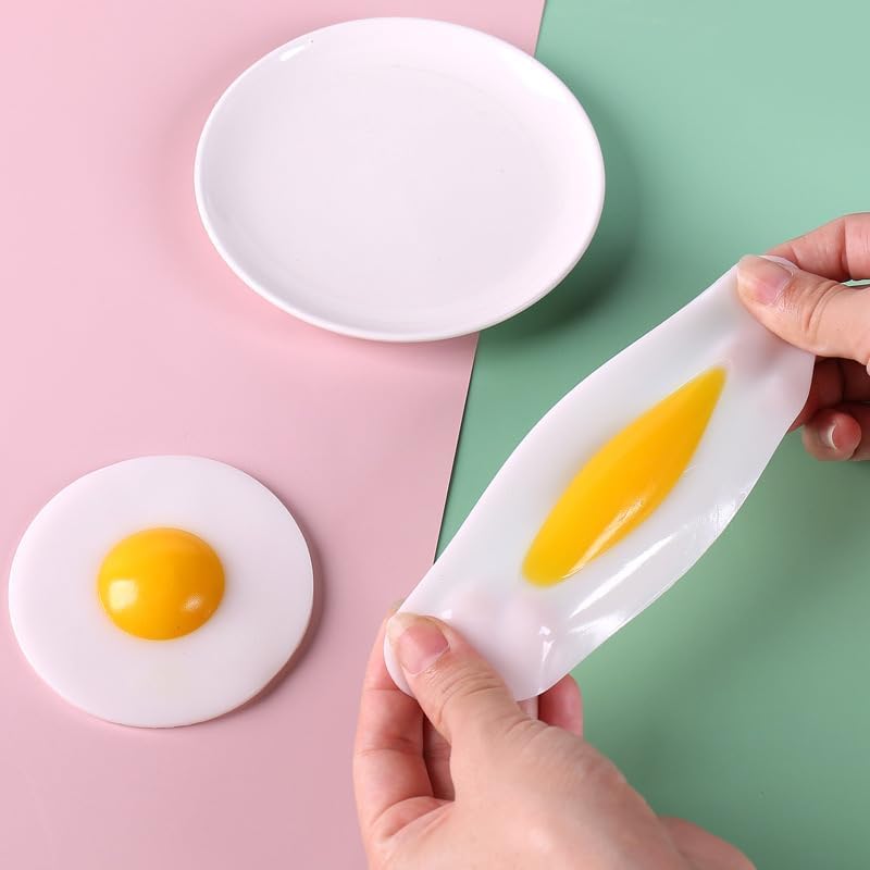 2Pcs Fake Eggs Realistic Fried Egg Props, Squishy Prank for Easter Decorations, Cooking Gags, Miniature Displays