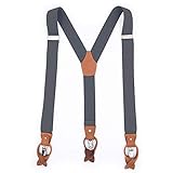 RIONA Herren Y-Förmige Heavy Duty Hosenträger Starke Clips Und Leder-Knopf Hoch Elastische Bügel Soild Kleid-Klammer-Ende