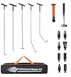 AFGOOD 16PCS Dent Removal Kit, Paintless Dent Repair Rods,Stainless Steel Dent Removal Rods,Dent Removal Hammer,9 Replaceable Taper Head for Car Repair Kit, with Repair Bag