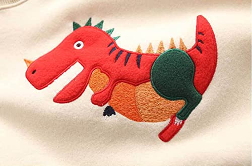 Baby Boys Girls Sweatshirt Thick Fleece Crewneck 𝗥aglan Long Sleeve Windproof Tops Dinosaur Embroidery Pullover4