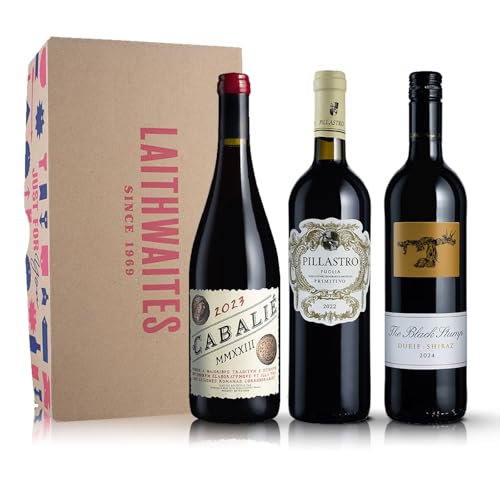 Laithwaites Red Wine Gift Set (Classic Trio Mix) 3 Bottles with Gift Box Italy France Australia 13-13.5% ABV