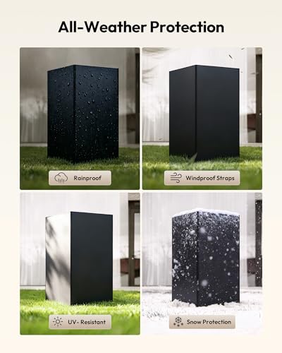 Image of EUHOMY Outdoor Refrigerator Cover, Waterproof and Dustproof Upright Mini Fridge Covers, Freezer Cover for 3.2 Cu.ft Beverage Refrigerator Fridge (19.1 inch D x 18.1 inch W x 31.5 inch H), Black