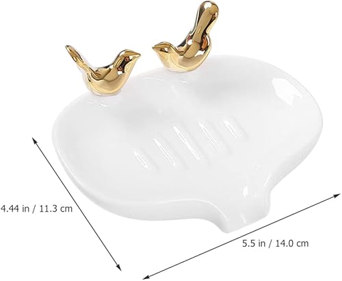 Miniatura 6 de Jabonera de cerámica, jabonera de cerámica, lindo soporte para jabón con pájaros autodrenante, barra de dibujos animados, jabonera, novedoso,