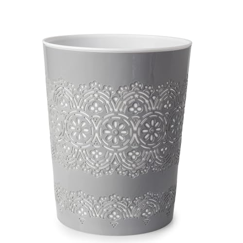 HOMION 9 Litre Flora Waste Container Basket Storage Bin for Office Room Bathroom Usage Small Paper Waste Bin Sack Lightweight Round Bin for Kitchen Home Office Toilet (Grey)