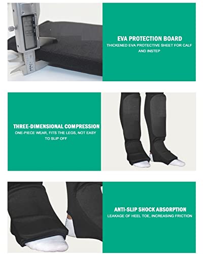 Mcolics Taekwondo Cloth Calf Shin Instep Protector Guards, Boxing Martial Arts Mma Training Foot Protective Gear For Men Women Kids Sparring Ufc Muay Thi Sparring Karate Foowear (Black,Medium) #TOP2