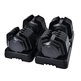 Clover Fitness Set di 2 manubri regolabili da 5 a 41 kg, per palestra a casa, regolazione rapida, design compatto con basi incluse