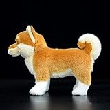 Tiny Heart Shiba Inu Hund Stofftier Plüschtier 28cm/11” realistisches Shiba Inu Hund Plüsch schönes Tier niedliche und weiche Geschenke Hund für Kinder Jungen und Mädchen Spielzeug braun